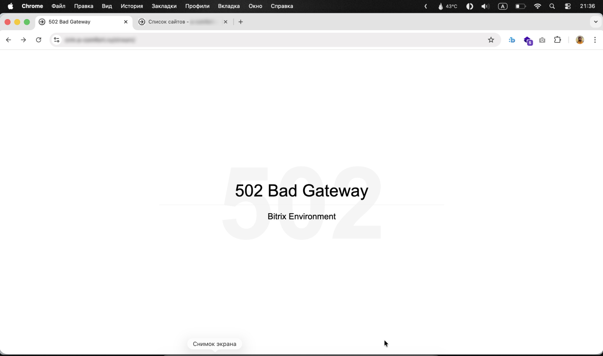502 ошибка после обновления